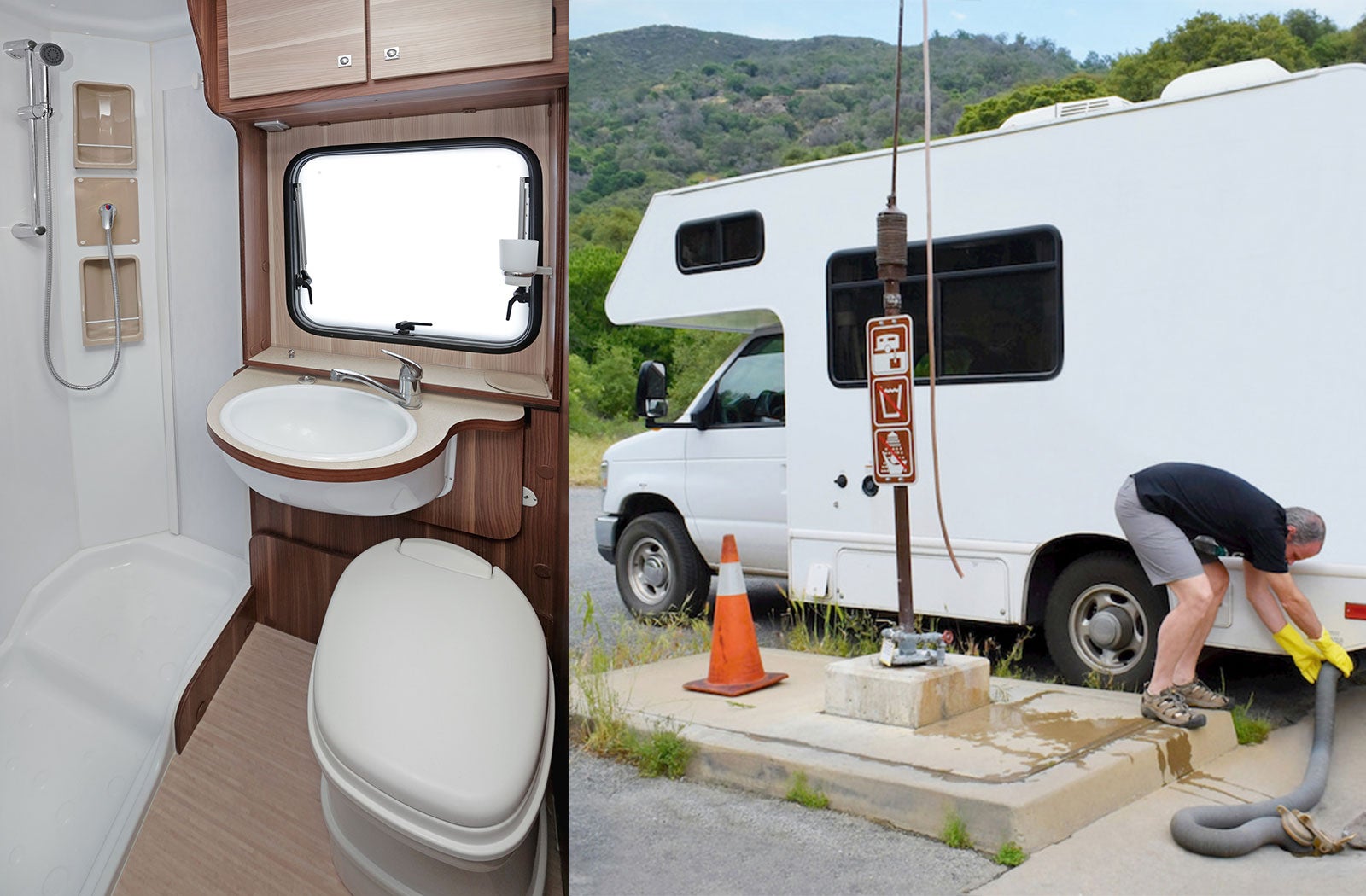 Portable RV/camper toilet and holding tank setup in LA CROSSE, WISCONSIN